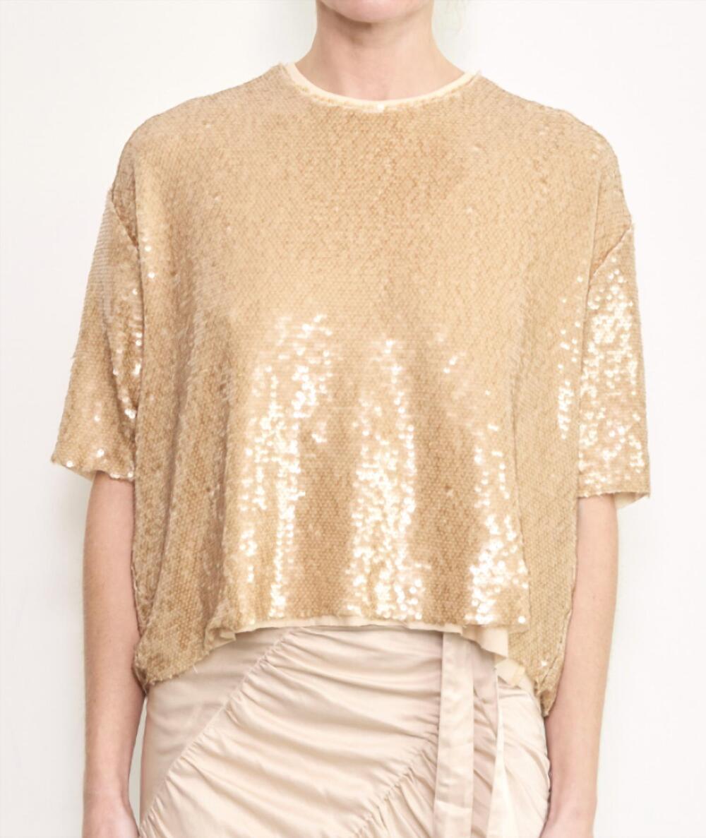 NEW BRAZEAU TRICOT shimmer sequin boy shirt in goldy